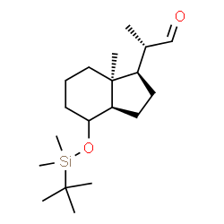 ChemSpider 2D Image | (2S)-2-[(1R,3aR,7aS)-4-{[Dimethyl(2-methyl-2-propanyl)silyl]oxy}-7a-methyloctahydro-1H-inden-1-yl]propanal | C19H36O2Si