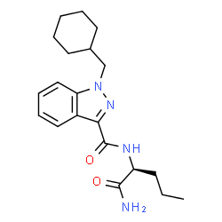 ChemSpider 2D Image | N-[(2S)-1-Amino-1-oxo-2-pentanyl]-1-(cyclohexylmethyl)-1H-indazole-3-carboxamide | C20H28N4O2