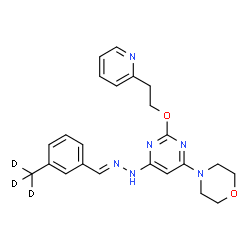 ChemSpider 2D Image | 4-(6-{(2E)-2-[3-(~2~H_3_)Methylbenzylidene]hydrazino}-2-[2-(2-pyridinyl)ethoxy]-4-pyrimidinyl)morpholine | C23H23D3N6O2