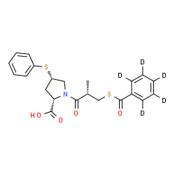 ChemSpider 2D Image | (4S)-1-[(2S)-2-Methyl-3-{[(~2~H_5_)phenylcarbonyl]sulfanyl}propanoyl]-4-(phenylsulfanyl)-L-proline | C22H18D5NO4S2