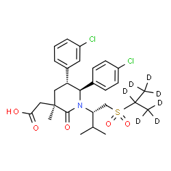 ChemSpider 2D Image | [(3R,5R,6S)-5-(3-Chlorophenyl)-6-(4-chlorophenyl)-3-methyl-1-{(2S)-3-methyl-1-[(~2~H_7_)-2-propanylsulfonyl]-2-butanyl}-2-oxo-3-piperidinyl]acetic acid | C28H28D7Cl2NO5S