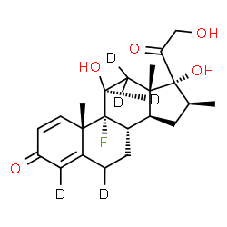 ChemSpider 2D Image | (11beta,16beta)-9-Fluoro-11,17,21-trihydroxy-16-methyl(4,6,11,12,12-~2~H_5_)pregna-1,4-diene-3,20-dione | C22H24D5FO5