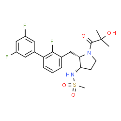 ChemSpider 2D Image | N-{(2S,3S)-1-(2-Hydroxy-2-methylpropanoyl)-2-[(2,3',5'-trifluoro-3-biphenylyl)methyl]-3-pyrrolidinyl}methanesulfonamide | C22H25F3N2O4S