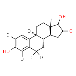 ChemSpider 2D Image | (13xi)-3,17-Dihydroxy(2,4,6,6,9-~2~H_5_)estra-1(10),2,4-trien-16-one | C18H17D5O3
