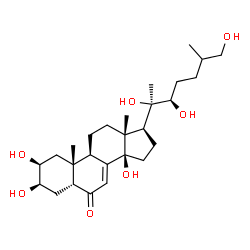 ChemSpider 2D Image | (2beta,3beta,5beta,14beta,22R)-2,3,14,20,22,26-Hexahydroxycholest-7-en-6-one | C27H44O7