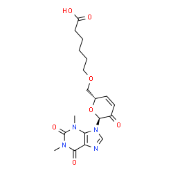 ChemSpider 2D Image | 6-{[(2S,6S)-6-(1,3-Dimethyl-2,6-dioxo-1,2,3,6-tetrahydro-9H-purin-9-yl)-5-oxo-5,6-dihydro-2H-pyran-2-yl]methoxy}hexanoic acid | C19H24N4O7