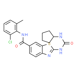 ChemSpider 2D Image | N-(2-Chloro-6-methylphenyl)-2-[(cyclopentylcarbamoyl)amino]-1,3-benzothiazole-6-carboxamide | C21H21ClN4O2S