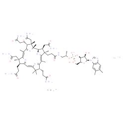 ChemSpider 2D Image | cobaltic;carbanide;[(2S,3S,4R,5S)-5-(5,6-dimethylbenzimidazol-1-yl)-4-hydroxy-2-(hydroxymethyl)tetrahydrofuran-3-yl] [(1S)-1-methyl-2-[3-[(1R,2S,3R,4Z,7R,9Z,12S,13R,14Z,17R,18S,19R)-2,13,18-tris(2-amino-2-oxo-ethyl)-7,12,17-tris(3-amino-3-oxo-propyl)-3,5,8,8,13,15,18,19-octamethyl-2,7,12,17-tetrahydro-1H-corrin-21-id-3-yl]propanoylamino]ethyl] phosphate | C63H91CoN13O14P