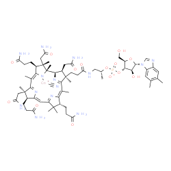 ChemSpider 2D Image | cyano-[(1R,2S,3S,4Z,7R,8S,9Z,13R,14Z,17R,18S,19R)-2,7,18-tris(2-amino-2-oxo-ethyl)-3,8,13-tris(3-amino-3-oxo-propyl)-17-[3-[[(2R)-2-[[(2R,3S,4S,5S)-5-(5,6-dimethylbenzimidazol-1-yl)-4-hydroxy-2-(hydroxymethyl)tetrahydrofuran-3-yl]oxy-oxido-phosphoryl]oxypropyl]amino]-3-oxo-propyl]-1,2,5,7,12,12,15,17-octamethyl-8,13,18,19-tetrahydro-3H-corrin-21-yl]cobalt(1+) | C63H88CoN14O14P