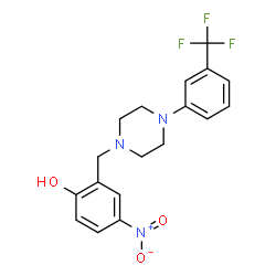 ChemSpider 2D Image | 4-Nitro-2-({4-[3-(trifluoromethyl)phenyl]-1-piperazinyl}methyl)phenol | C18H18F3N3O3