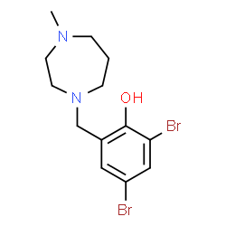 ChemSpider 2D Image | 2,4-Dibromo-6-[(4-methyl-1,4-diazepan-1-yl)methyl]phenol | C13H18Br2N2O
