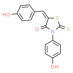 ChemSpider 2D Image | (5E)-5-(4-Hydroxybenzylidene)-3-(4-hydroxyphenyl)-2-thioxo-1,3-thiazolidin-4-one | C16H11NO3S2