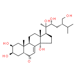 ChemSpider 2D Image | (2beta,3beta,5beta,22R)-2,3,14,20,22,28-Hexahydroxyergost-7-en-6-one | C28H46O7