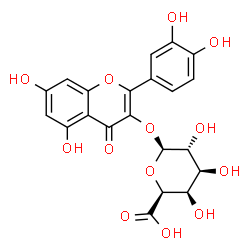 ChemSpider 2D Image | 2-(3,4-Dihydroxyphenyl)-5,7-dihydroxy-4-oxo-4H-chromen-3-yl beta-D-galactopyranosiduronic acid | C21H18O13