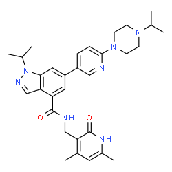 ChemSpider 2D Image | N-[(4,6-Dimethyl-2-oxo-1,2-dihydro-3-pyridinyl)methyl]-1-isopropyl-6-[6-(4-isopropyl-1-piperazinyl)-3-pyridinyl]-1H-indazole-4-carboxamide | C31H39N7O2