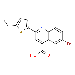 ChemSpider 2D Image | 6-Bromo-2-(5-ethyl-2-thienyl)-4-quinolinecarboxylic acid | C16H12BrNO2S