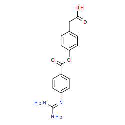 ChemSpider 2D Image | [4-({4-[(Diaminomethylene)amino]benzoyl}oxy)phenyl]acetic acid | C16H15N3O4