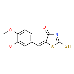 ChemSpider 2D Image | (5E)-5-(3-Hydroxy-4-methoxybenzylidene)-2-thioxo-1,3-thiazolidin-4-one | C11H9NO3S2