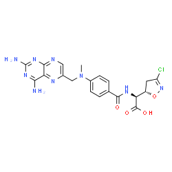 ChemSpider 2D Image | (2S)-[(5S)-3-Chloro-4,5-dihydro-1,2-oxazol-5-yl][(4-{[(2,4-diamino-6-pteridinyl)methyl](methyl)amino}benzoyl)amino]acetic acid | C20H20ClN9O4