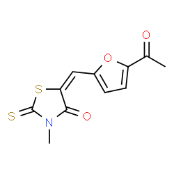 ChemSpider 2D Image | (5E)-5-[(5-Acetyl-2-furyl)methylene]-3-methyl-2-thioxo-1,3-thiazolidin-4-one | C11H9NO3S2