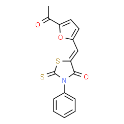 ChemSpider 2D Image | (5Z)-5-[(5-Acetyl-2-furyl)methylene]-3-phenyl-2-thioxo-1,3-thiazolidin-4-one | C16H11NO3S2