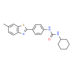 ChemSpider 2D Image | 1-Cyclohexyl-3-[4-(6-methyl-1,3-benzothiazol-2-yl)phenyl]urea | C21H23N3OS