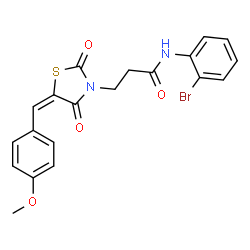 ChemSpider 2D Image | N-(2-Bromophenyl)-3-[(5E)-5-(4-methoxybenzylidene)-2,4-dioxo-1,3-thiazolidin-3-yl]propanamide | C20H17BrN2O4S