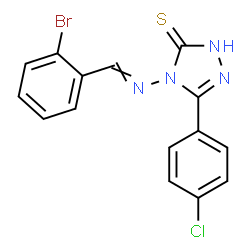 ChemSpider 2D Image | 4H-1,2,4-triazole-3-thiol, 4-[[(2-bromophenyl)methylene]amino]-5-(4-chlorophenyl)- | C15H10BrClN4S