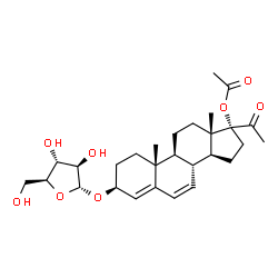 ChemSpider 2D Image | (3beta)-3-(alpha-L-Arabinofuranosyloxy)-20-oxopregna-4,6-dien-17-yl acetate | C28H40O8
