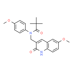 ChemSpider 2D Image | N-[(6-Methoxy-2-oxo-1,2-dihydro-3-quinolinyl)methyl]-N-(4-methoxyphenyl)-2,2-dimethylpropanamide | C23H26N2O4