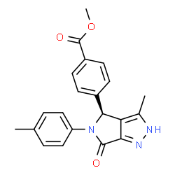 ChemSpider 2D Image | Methyl 4-[(4S)-3-methyl-5-(4-methylphenyl)-6-oxo-2,4,5,6-tetrahydropyrrolo[3,4-c]pyrazol-4-yl]benzoate | C21H19N3O3