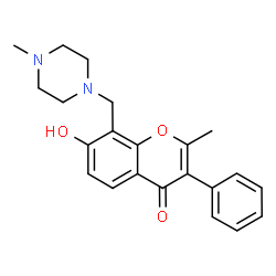 ChemSpider 2D Image | 7-Hydroxy-2-methyl-8-[(4-methyl-1-piperazinyl)methyl]-3-phenyl-4H-chromen-4-one | C22H24N2O3