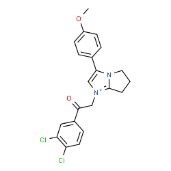 ChemSpider 2D Image | 1-[2-(3,4-Dichlorophenyl)-2-oxoethyl]-3-(4-methoxyphenyl)-6,7-dihydro-5H-pyrrolo[1,2-a]imidazol-1-ium | C21H19Cl2N2O2