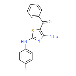 ChemSpider 2D Image | {4-Amino-2-[(4-fluorophenyl)amino]-1,3-thiazol-5-yl}(phenyl)methanone | C16H12FN3OS