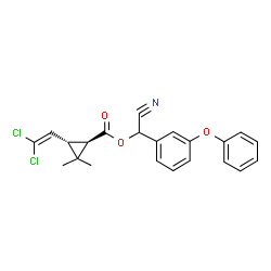 ChemSpider 2D Image | Cyan(3-phenoxyphenyl)methyl-(1R,3S)-3-(2,2-dichlorvinyl)-2,2-dimethylcyclopropancarboxylat | C22H19Cl2NO3