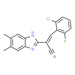 ChemSpider 2D Image | (2E)-3-(2-Chloro-6-fluorophenyl)-2-(5,6-dimethyl-1H-benzimidazol-2-yl)acrylonitrile | C18H13ClFN3