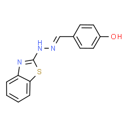ChemSpider 2D Image | 4-[(E)-(1,3-Benzothiazol-2-ylhydrazono)methyl]phenol | C14H11N3OS