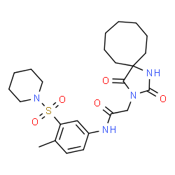 ChemSpider 2D Image | 2-(2,4-Dioxo-1,3-diazaspiro[4.7]dodec-3-yl)-N-[4-methyl-3-(1-piperidinylsulfonyl)phenyl]acetamide | C24H34N4O5S