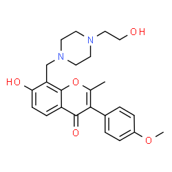 ChemSpider 2D Image | 7-Hydroxy-8-{[4-(2-hydroxyethyl)-1-piperazinyl]methyl}-3-(4-methoxyphenyl)-2-methyl-4H-chromen-4-one | C24H28N2O5