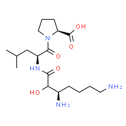 ChemSpider 2D Image | N-[(3R)-3,7-Diamino-2-hydroxyheptanoyl]-L-leucyl-L-proline | C18H34N4O5