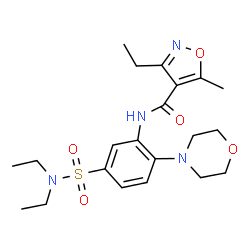 ChemSpider 2D Image | N-[5-(Diethylsulfamoyl)-2-(4-morpholinyl)phenyl]-3-ethyl-5-methyl-1,2-oxazole-4-carboxamide | C21H30N4O5S