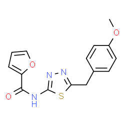 ChemSpider 2D Image | N-[5-(4-Methoxybenzyl)-1,3,4-thiadiazol-2-yl]-2-furamide | C15H13N3O3S