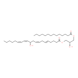 ChemSpider 2D Image | (2S)-2-Hydroxy-3-(tetradecanoyloxy)propyl (5E,8Z,11S,12Z,14Z)-11-hydroxy-5,8,12,14-icosatetraenoate | C37H64O6
