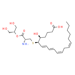 ChemSpider 2D Image | (5S,6R,7E,9E,11Z,14Z)-6-({(2R)-2-Amino-3-[(1,3-dihydroxy-2-propanyl)oxy]-3-oxopropyl}sulfanyl)-5-hydroxy-7,9,11,14-icosatetraenoic acid | C26H43NO7S