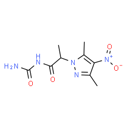 ChemSpider 2D Image | N-Carbamoyl-2-(3,5-dimethyl-4-nitro-1H-pyrazol-1-yl)propanamide | C9H13N5O4
