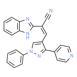 ChemSpider 2D Image | (2Z)-2-(1H-Benzimidazol-2-yl)-3-[1-phenyl-3-(4-pyridinyl)-1H-pyrazol-4-yl]acrylonitrile | C24H16N6