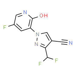 ChemSpider 2D Image | 3-(Difluoromethyl)-1-(5-fluoro-2-hydroxy-3-pyridinyl)-1H-pyrazole-4-carbonitrile | C10H5F3N4O