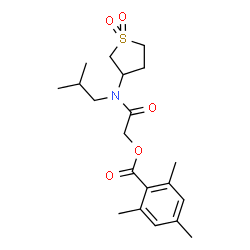 ChemSpider 2D Image | 2-[(1,1-Dioxidotetrahydro-3-thiophenyl)(isobutyl)amino]-2-oxoethyl 2,4,6-trimethylbenzoate | C20H29NO5S