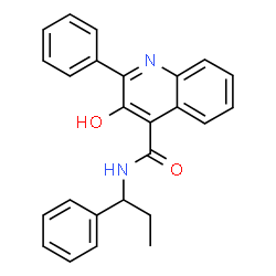 ChemSpider 2D Image | 3-Hydroxy-2-phenyl-N-(1-phenylpropyl)-4-quinolinecarboxamide | C25H22N2O2