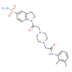 ChemSpider 2D Image | N-(2,3-Dimethylphenyl)-2-{4-[2-oxo-2-(5-sulfamoyl-2,3-dihydro-1H-indol-1-yl)ethyl]-1-piperazinyl}acetamide | C24H31N5O4S